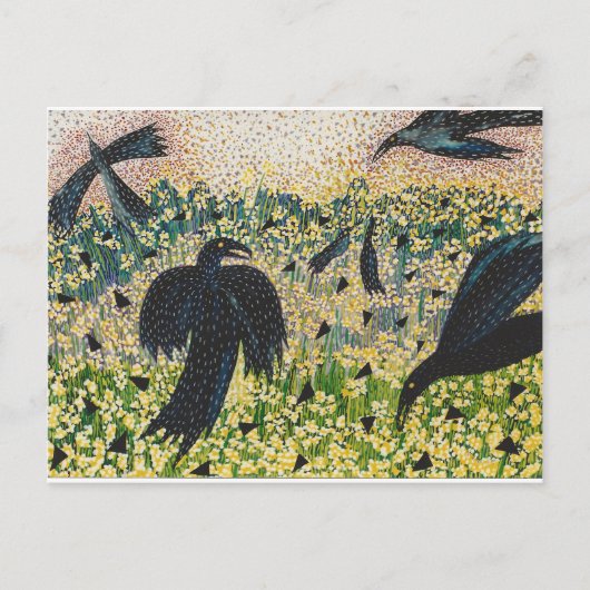 Ravens en Wild Mustard Briefkaart (Voorkant)