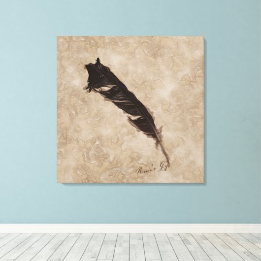 Raven's Feather Bird-lover Crow Design Canvas Afdruk (Insitu (Houten vloer))