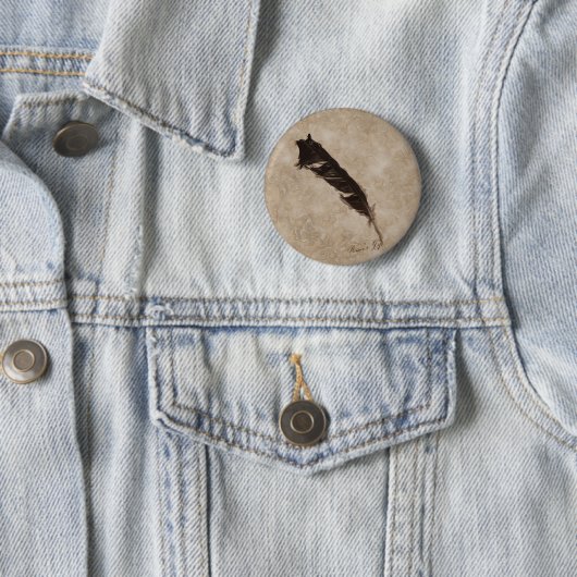 Raven's Feather Bird-lover Crow Design Ronde Button 5,7 Cm (In situ)