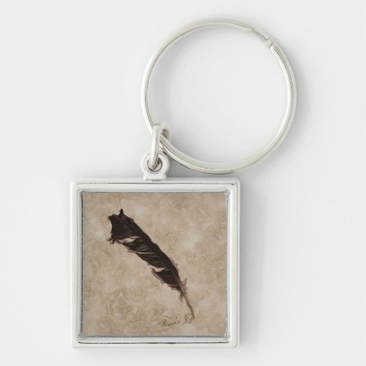 Raven's Feather Bird-lover Crow Design Sleutelhanger (Voorkant)