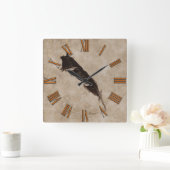 Raven's Feather Bird-lover Crow Design Vierkante Klok (Huis)