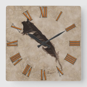 Raven's Feather Bird-lover Crow Design Vierkante Klok