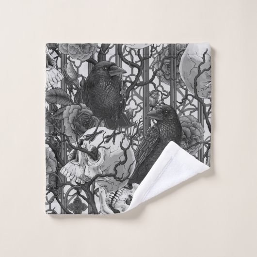 Ravens geheim. Donkere en humeurige gotische illus Bad Handdoek (Wasdoekje)