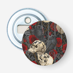 Ravens geheim. Donkere en humeurige gotische illus Button Flesopener