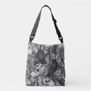 Ravens geheim. Donkere en humeurige gotische illus Crossbody Tas