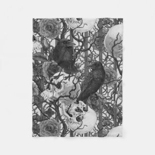 Ravens geheim. Donkere en humeurige gotische illus Fleece Deken