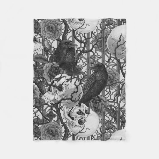 Ravens geheim. Donkere en humeurige gotische illus Fleece Deken (Voorkant)