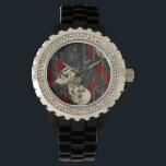 Ravens geheim. Donkere en humeurige gotische illus Horloge<br><div class="desc">Handgeschilderd gotisch ontwerp,  met ravenvogels,  schedels en rozen,  naadloos patroon</div>