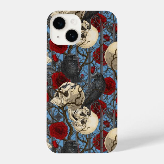 Ravens geheim. Donkere en humeurige gotische illus iPhone Hoesje (Achterkant)