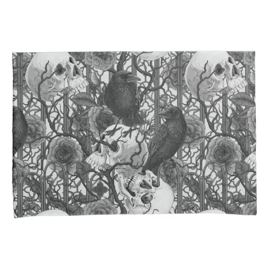 Ravens geheim. Donkere en humeurige gotische illus Kussensloop (Voorkant-Rechts)