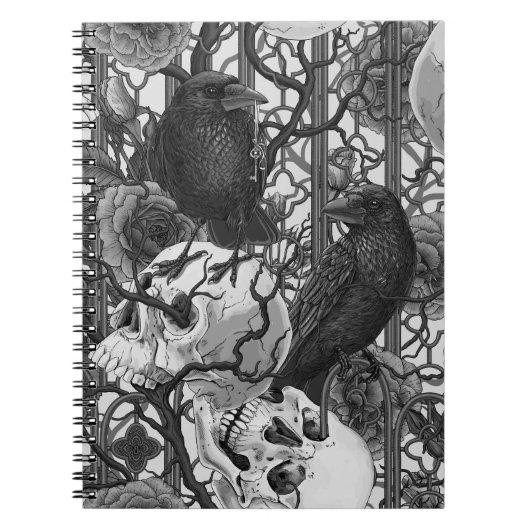 Ravens geheim. Donkere en humeurige gotische illus Notitieboek (Voorkant)