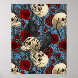 Ravens geheim. Donkere en humeurige gotische illus Poster