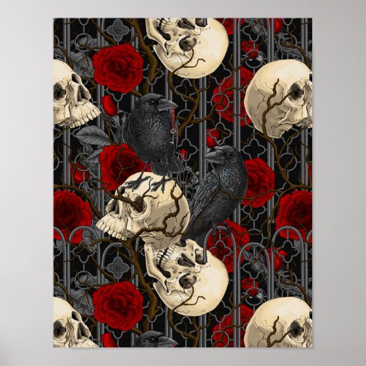 Ravens geheim. Donkere en humeurige gotische illus Poster (Voorkant)