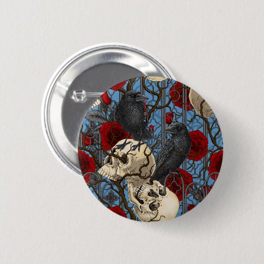 Ravens geheim. Donkere en humeurige gotische illus Ronde Button 5,7 Cm (Voorkant /achterkant)