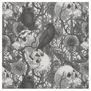 Ravens geheim. Donkere en humeurige gotische illus Stof