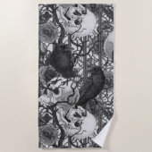 Ravens geheim. Donkere en humeurige gotische illus Strandlaken