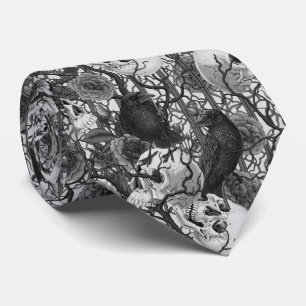 Ravens geheim. Donkere en humeurige gotische illus Stropdas