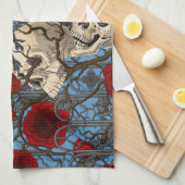 Ravens geheim. Donkere en humeurige gotische illus Theedoek (Quarter Fold)