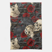 Ravens geheim. Donkere en humeurige gotische illus Theedoek (Verticaal)