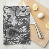 Ravens geheim. Donkere en humeurige gotische illus Theedoek (Quarter Fold)