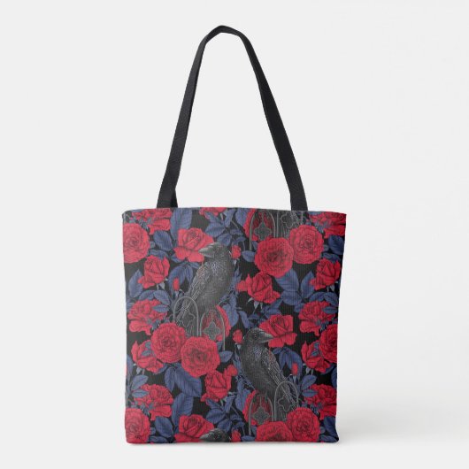 Ravens geheim. Donkere en humeurige gotische illus Tote Bag (Achterkant)
