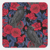 Ravens geheim. Donkere en humeurige gotische illus Vierkante Sticker (Voorkant)