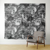 Ravens geheim. Donkere en humeurige gotische illus Wandkleed (In Situ (horizontaal))