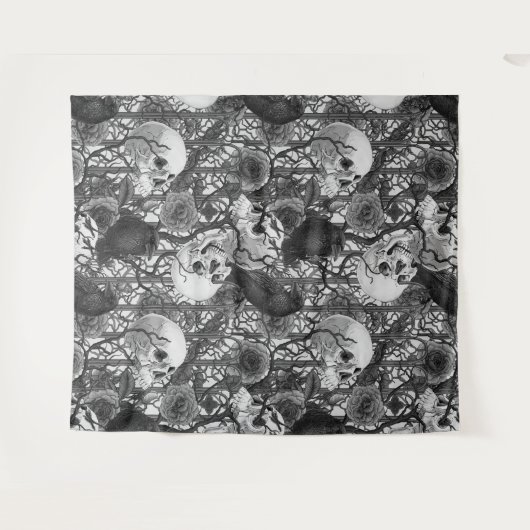 Ravens geheim. Donkere en humeurige gotische illus Wandkleed (Voorkant (horizontaal))