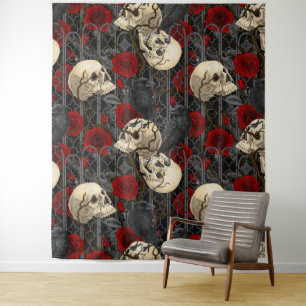 Ravens geheim. Donkere en sombere gotische illustr Wandkleed