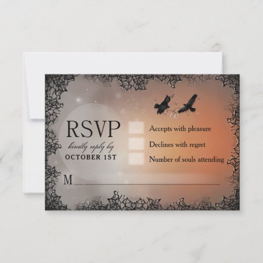 Ravens Halloween RSVP 3.5x5 Matching Reply Card (Voorkant)