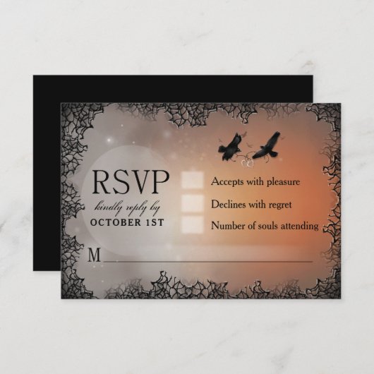 Ravens Halloween RSVP 3.5x5 Matching Reply Card (Voorkant / Achterkant)