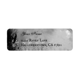 Ravens Haunted Full Moon Editable Return Address Etiket
