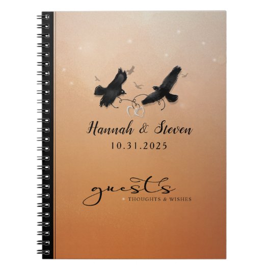 Ravens & Hearts Halloween Wedding Guestbook notebo Notitieboek (Voorkant)