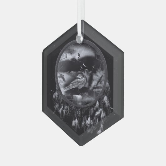 Ravens in Drocatcher Glas Ornament (Voorkant links)