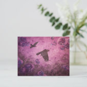 Ravens in het paarse abstracte briefkaart van de v (Staand voorkant)