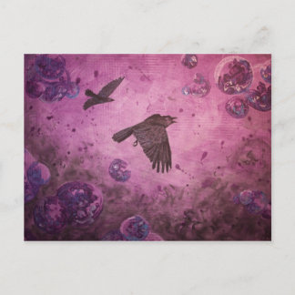 Ravens in het paarse abstracte briefkaart van de v