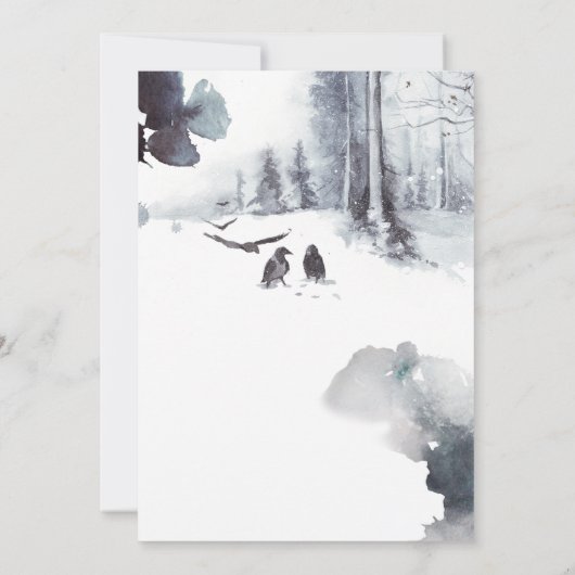 Ravens in het sneeuwbedekte woudhuwelijk | kaart (Achterkant)