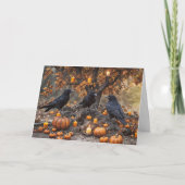Ravens kraaien met pompoenen kaarsen Edgar Allan P Kaart (Voorkant)