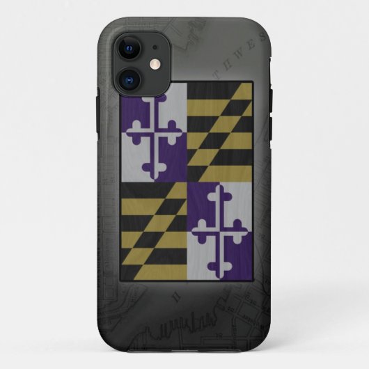 ravens maryland vlag binnenhaven kaart iphone case (Achterkant)