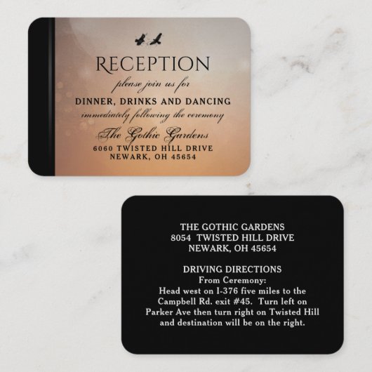 Ravens Matching Wedding Reception Kaarten 3.5 x 2. (Voorkant / Achterkant)
