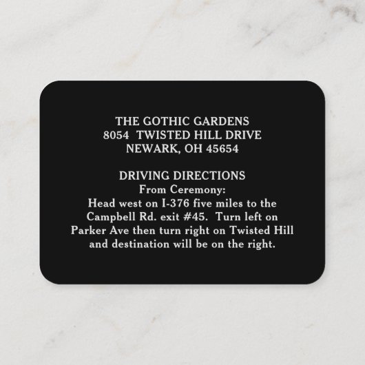 Ravens Matching Wedding Reception Kaarten 3.5 x 2. (Achterkant)