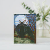 Raven's Moon Black Cat Crow Gothic Art Briefkaart (Staand voorkant)