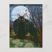 Raven's Moon Black Cat Crow Gothic Art Briefkaart (Voorkant)