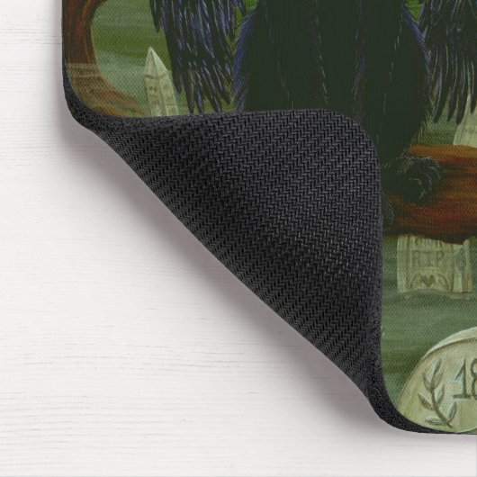 Raven's Moon Black Cat Crow Gothic Art Mousepad Muismat (Hoek)