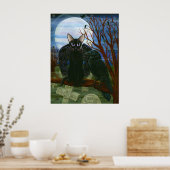 Raven's Moon Black Cat Crow Gothic Art Poster (Keuken)