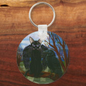Raven's Moon Black Cat Crow Gothic Art Sleutelhang Sleutelhanger (Voorkant)