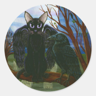 Raven's Moon Black Crow Gothic Fantasy Sticker