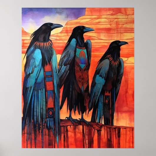 Ravens Navajo Desert Native Art Style #NR116 Poster (Voorkant)