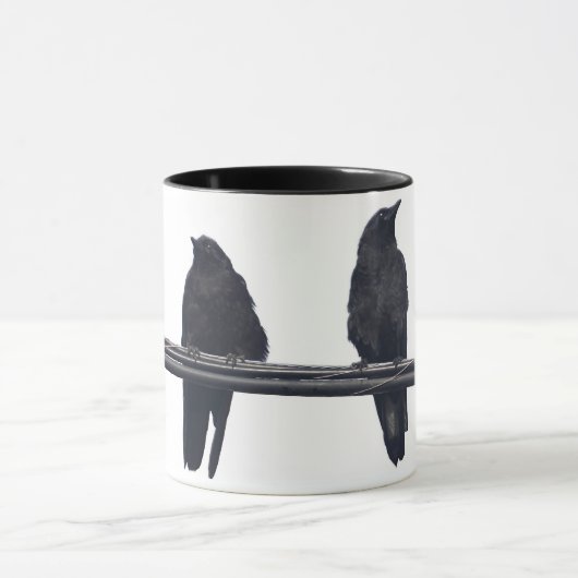 "RAVENS ON A WIRE" Vogelliefhebbers Wildlife Mok (Midden)