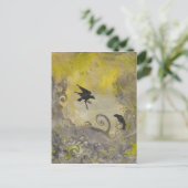 Ravens op abstract Smokey Yellow briefkaart (Staand voorkant)